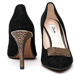 Clarks Black and Gold Pumps Size 6